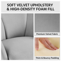 Yaheetech Grey Flower Shape Velvet Armchair Accent Chair With Golden Metal Legs - thumbnail 5