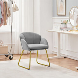 Yaheetech Grey Flower Shape Velvet Armchair Accent Chair With Golden Metal Legs