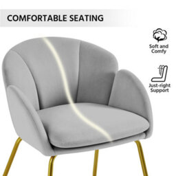 Yaheetech Grey Flower Shape Velvet Armchair Accent Chair With Golden Metal Legs - thumbnail 6