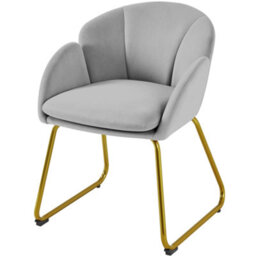 Yaheetech Grey Flower Shape Velvet Armchair Accent Chair With Golden Metal Legs - thumbnail 2