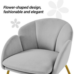 Yaheetech Grey Flower Shape Velvet Armchair Accent Chair With Golden Metal Legs - thumbnail 8