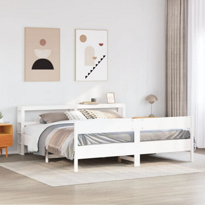 Berkfield Bed Frame Without Mattress White 180X200 Cm Super King Solid Wood Pine - image 1