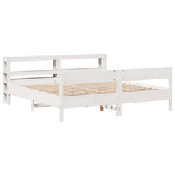 Berkfield Bed Frame Without Mattress White 180X200 Cm Super King Solid Wood Pine - thumbnail 3