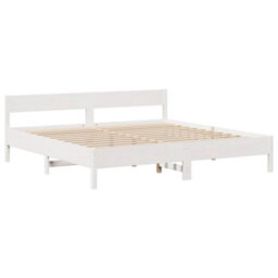 Berkfield Bed Frame Without Mattress White 180X200 Cm Super King Solid Wood Pine - thumbnail 7