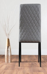 Furniturebox Giovani Rectangular 4 Seat White High Gloss Unique Halo Dining Table Grey Glass Top 4 Grey Faux Leather Black Leg Milan Chairs - thumbnail 8
