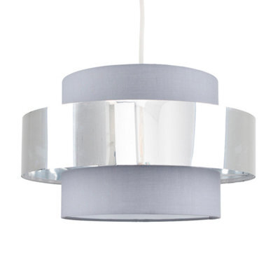 Valuelights Matildo Modern Grey And Chrome Cylinder Ceiling Light Shade (D)34Cm - image 1