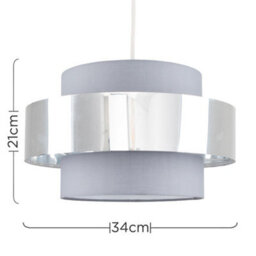 Valuelights Matildo Modern Grey And Chrome Cylinder Ceiling Light Shade (D)34Cm - thumbnail 6