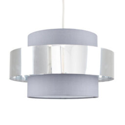 Valuelights Matildo Modern Grey And Chrome Cylinder Ceiling Light Shade (D)34Cm - thumbnail 1
