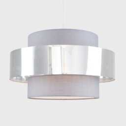 Valuelights Matildo Modern Grey And Chrome Cylinder Ceiling Light Shade (D)34Cm - thumbnail 2