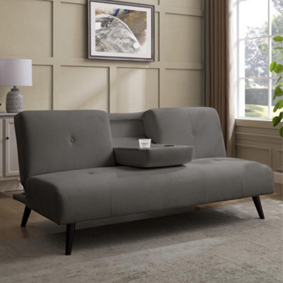 Home Detail Chicory Clic-Clac Sofa Bed With Pull-Down Cupholder Tray, Grey Linen - image 1