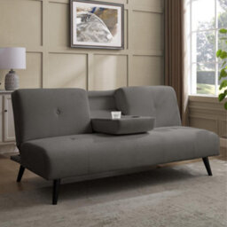 Home Detail Chicory Clic-Clac Sofa Bed With Pull-Down Cupholder Tray, Grey Linen - thumbnail 1