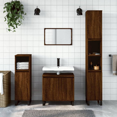 Berkfield Bathroom Cabinet Brown Oak 58X33X60 Cm Engineered Wood - image 1