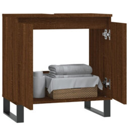 Berkfield Bathroom Cabinet Brown Oak 58X33X60 Cm Engineered Wood - thumbnail 3