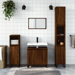 Berkfield Bathroom Cabinet Brown Oak 58X33X60 Cm Engineered Wood - thumbnail 1