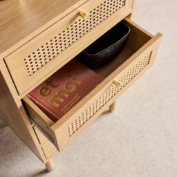 Sweeek - Chest Of Drawers Wood And Cane 4 Drawers Natural 50X40X96 Cm - Judith - thumbnail 6