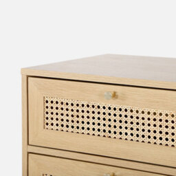 Sweeek - Chest Of Drawers Wood And Cane 4 Drawers Natural 50X40X96 Cm - Judith - thumbnail 4