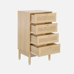 Sweeek - Chest Of Drawers Wood And Cane 4 Drawers Natural 50X40X96 Cm - Judith - thumbnail 3