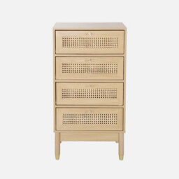 Sweeek - Chest Of Drawers Wood And Cane 4 Drawers Natural 50X40X96 Cm - Judith - thumbnail 2