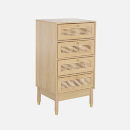 Sweeek - Chest Of Drawers Wood And Cane 4 Drawers Natural 50X40X96 Cm - Judith - thumbnail 1