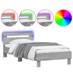 Berkfield Bed Frame Without Mattress With Led Lights Grey Sonoma 100X200 Cm - thumbnail 2