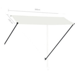 Walplus Retractable Awning Garden Sun Shade Canopy Gazebo For Back Door, Porch, Patio With Led 300X150 Cm Cream - thumbnail 9
