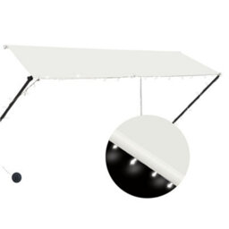 Walplus Retractable Awning Garden Sun Shade Canopy Gazebo For Back Door, Porch, Patio With Led 300X150 Cm Cream - thumbnail 2