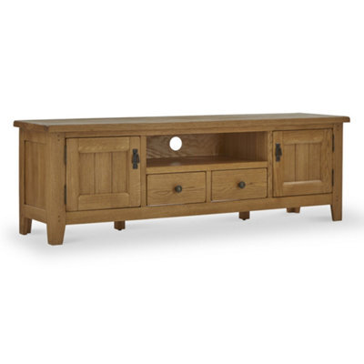 Broadway Oak 180Cm Extra Large Tv Unit - Fully Assembled By Roseland Furniture - image 1