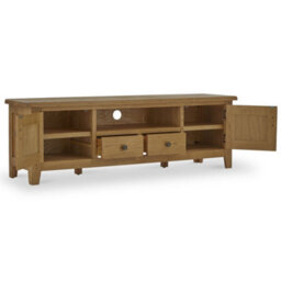 Broadway Oak 180Cm Extra Large Tv Unit - Fully Assembled By Roseland Furniture - thumbnail 5