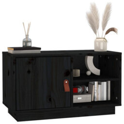 Berkfield Tv Cabinet Black 70X34X40 Cm Solid Wood Pine - thumbnail 4
