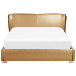 Beliani Waterbed Leather Paris 180 X 200 Cm (Eu Super King) Gold - thumbnail 4