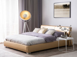 Beliani Waterbed Leather Paris 180 X 200 Cm (Eu Super King) Gold - thumbnail 2