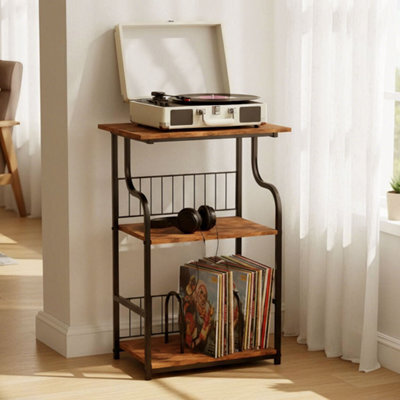 Levede 3 Tier Record Player Stand  Vinyl End Side Table 2 Storage Shelf - image 1
