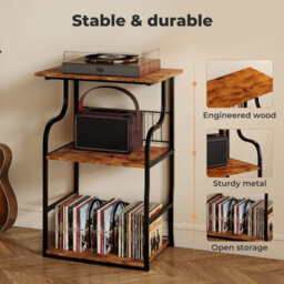 Levede 3 Tier Record Player Stand  Vinyl End Side Table 2 Storage Shelf - thumbnail 5