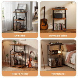 Levede 3 Tier Record Player Stand  Vinyl End Side Table 2 Storage Shelf - thumbnail 6