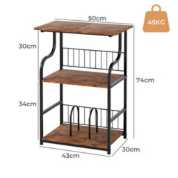 Levede 3 Tier Record Player Stand  Vinyl End Side Table 2 Storage Shelf - thumbnail 4