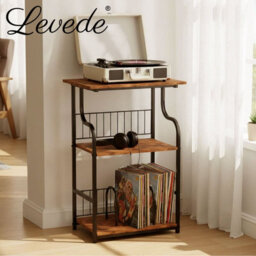 Levede 3 Tier Record Player Stand  Vinyl End Side Table 2 Storage Shelf - thumbnail 9
