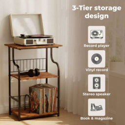 Levede 3 Tier Record Player Stand  Vinyl End Side Table 2 Storage Shelf - thumbnail 8