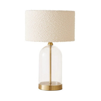 Glass Table Lamp Gold Base Living Room Bedroom Light Boucle Lampshade Shade Led Bulb - image 1