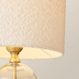 Glass Table Lamp Gold Base Living Room Bedroom Light Boucle Lampshade Shade Led Bulb - thumbnail 4