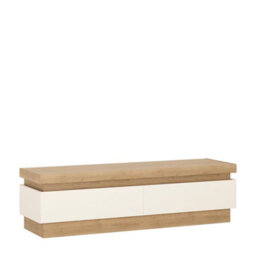 Furniture To Go Lyon 2 Drawer Tv Cabinet In Riviera Oak/white High Gloss - thumbnail 1