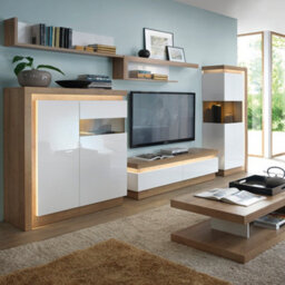 Furniture To Go Lyon 2 Drawer Tv Cabinet In Riviera Oak/white High Gloss - thumbnail 5