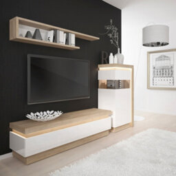 Furniture To Go Lyon 2 Drawer Tv Cabinet In Riviera Oak/white High Gloss - thumbnail 4