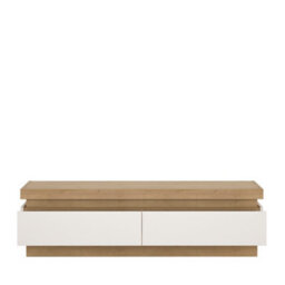 Furniture To Go Lyon 2 Drawer Tv Cabinet In Riviera Oak/white High Gloss - thumbnail 3