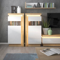 Furniture To Go Lyon 2 Drawer Tv Cabinet In Riviera Oak/white High Gloss - thumbnail 6
