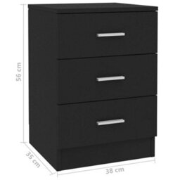 Berkfield Bedside Cabinet Black 38X35X56 Cm Engineered Wood - thumbnail 6