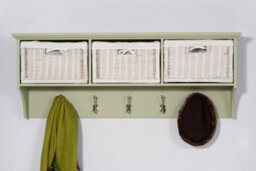 Statement Furniture Tetbury Large Hallway Storage Shelf With Coat Hooks - Sage Green - thumbnail 4