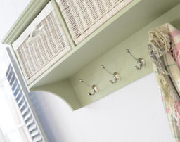 Statement Furniture Tetbury Large Hallway Storage Shelf With Coat Hooks - Sage Green - thumbnail 3