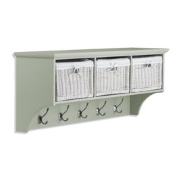 Statement Furniture Tetbury Large Hallway Storage Shelf With Coat Hooks - Sage Green - thumbnail 1