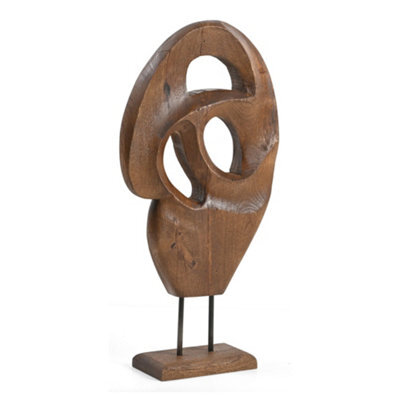 Abstract Carved Sculpture Wooden Brown Ornament