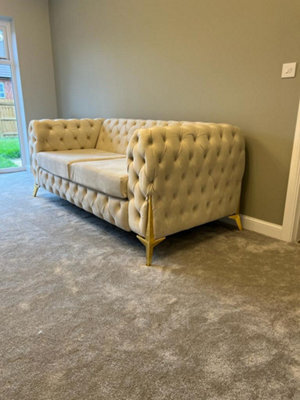Stratus Interiors Italian Chesterfield Upholstered Velvet Fullback Sofa - 1 Seater - image 1